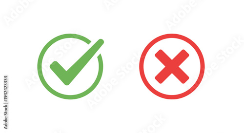 Green check mark and red x symbols positive and negative indicators