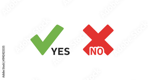 Green check mark and red x symbols with yes and no text illustrations