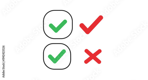 Green check marks and red crosses positive and negative symbols