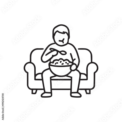Binge eating disorder couch line icon