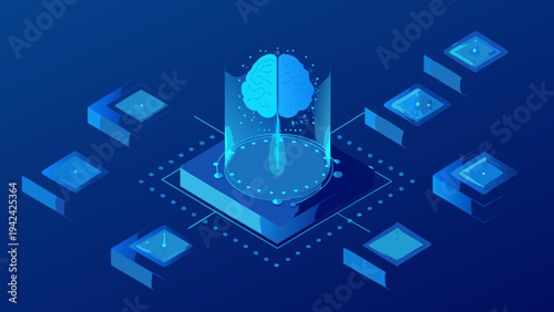 Digital brain interface exploring connections between technology and intellect