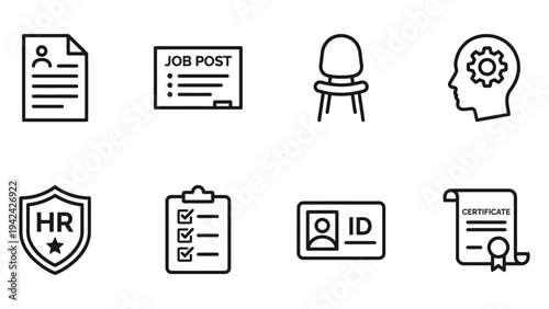 Human Resources Icon Set - Recruitment, Hiring, Onboarding, Training, Employee