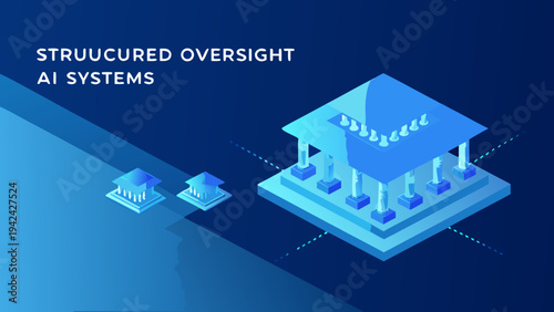Structured oversight ai systems depicted as a digital architectural structure