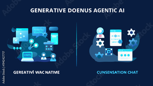 Generative ai concepts visualized with mobile devices and network connections