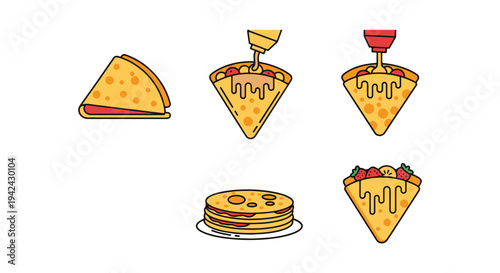 Crepe Line art vector set creative modern abstract illustration