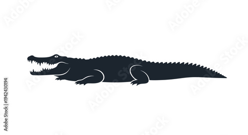 Aggressive alligator or crocodile silhouette vector illustration