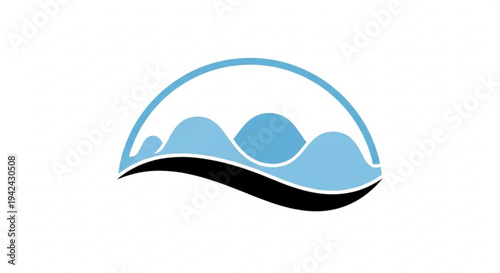 Whisk icon in blue and black on white background for culinary or baking concepts