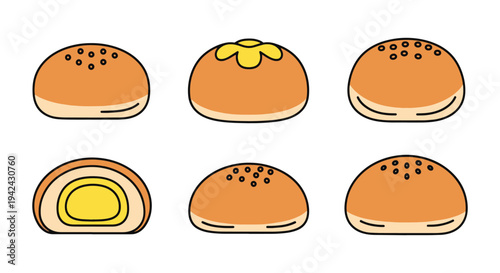 Custard Bun Line art vector dynamic abstract artistic