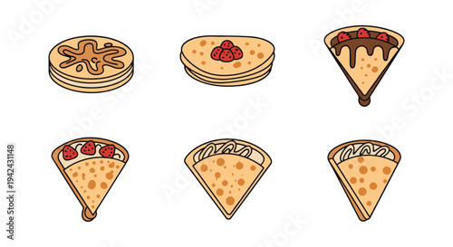 Crepe Line art vector set soft pastel abstract