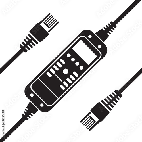 Network cable tester device flat silhouette icon