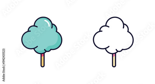 Cotton Candy Line art vector modern abstract vibrant