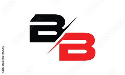 abstract creative black red BB letter logo vector.