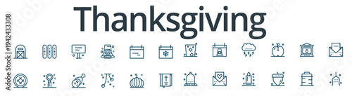 Thanksgiving icons for holiday celebrations and expressions