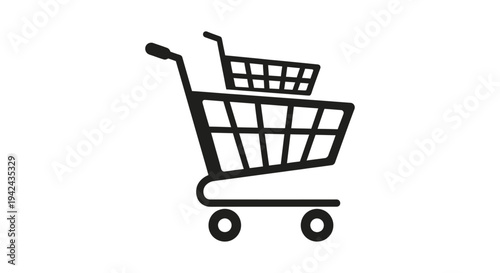 Black and white shopping carts icon for retail and e-commerce