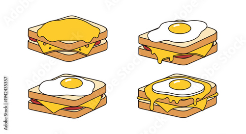 Croque Madame Line art vector dynamic modern abstract color illustration