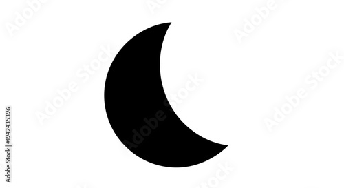 Black crescent moon icon on white background with bars