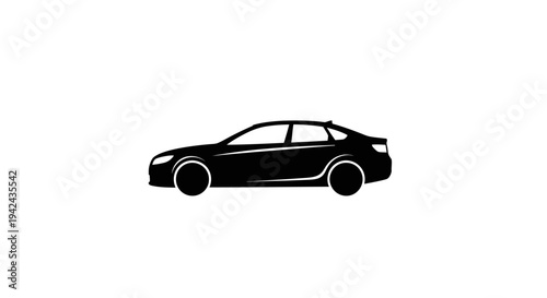 Black sedan car icon on isolated white background