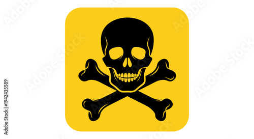 Black skull and crossbones warning symbol on yellow background