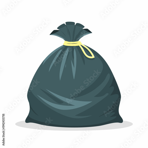 Black tied garbage bag full of trash illustration