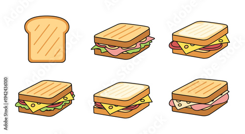 Croque Monsieur Line art creative smooth modern abstract illustration