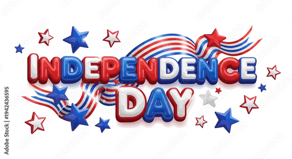 Fototapeta premium Independence Day Text with Stars Design 1.