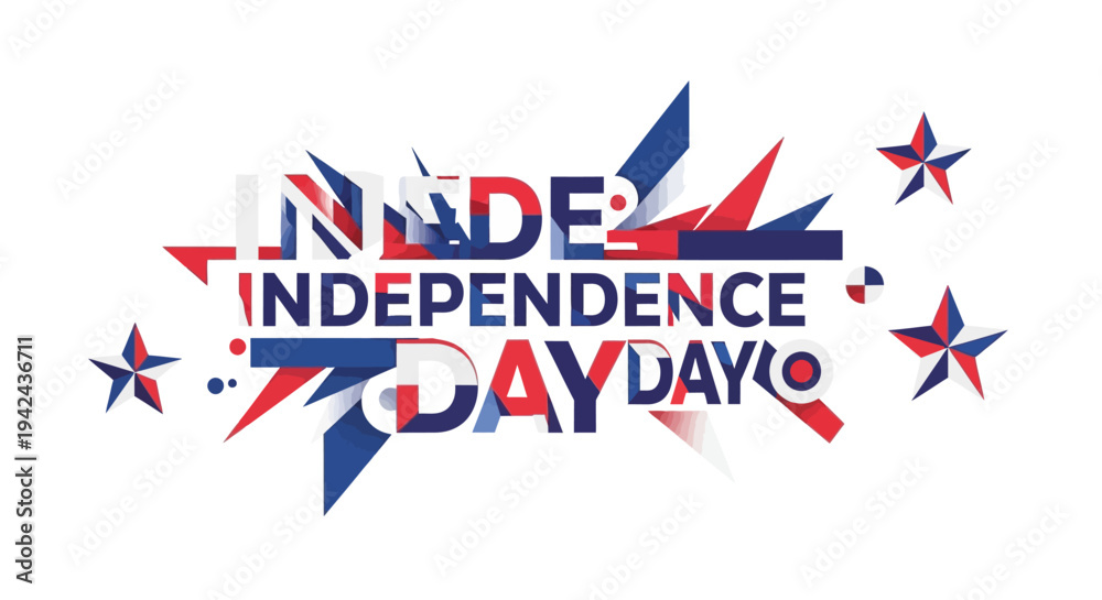 Fototapeta premium Independence Day Typography with Stars Design.