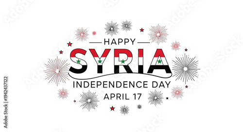 Syria Independence Day Greeting Card Design.
