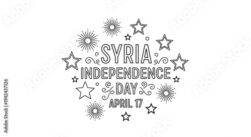 Syria Independence Day Illustration with Stars.