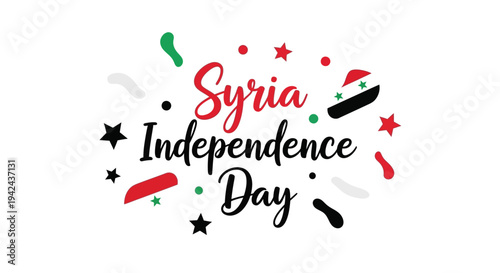 Syria Independence Day Text Graphic Design.