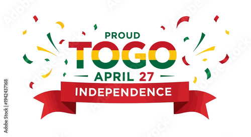 Togo Independence Day Celebration Ribbon Confetti.