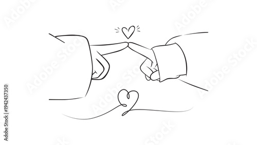 Connection between two people illustrated with fingers touching in a heart shape against a white background.