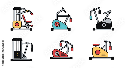 Crunch Machine Line art clean contemporary abstract color vector