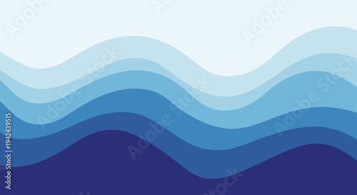 Blue layered waves abstract modern background design