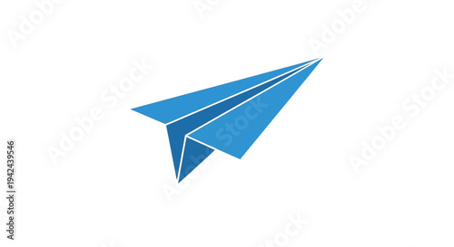 Blue paper airplane icon on white background simple design