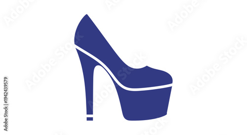 Blue platform high heel shoe fashion graphic icon