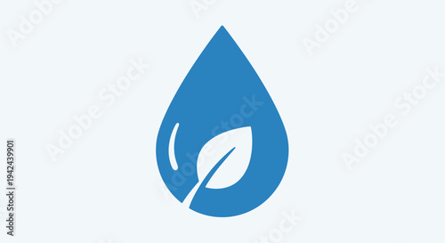Blue water drop with leaf, eco friendly symbol
