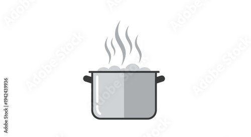 Boiling cooking pot with steam flat icon