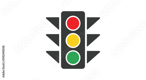 Simple traffic signal illustration showing red, yellow, and green lights active