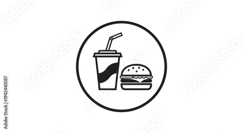 Simple vector illustration of a fast food combo with a burger and drink graphic design