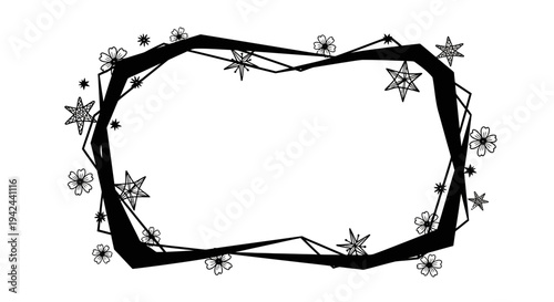Black Irregular Frame with Snowflakes Decoration.