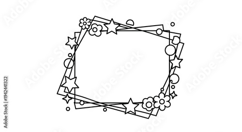Decorative Wreath with Stars and Flowers.
