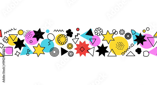 Colorful Geometric Shapes and Stars Illustration.