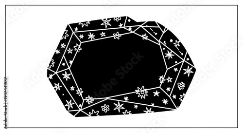 Black Frame with Floral Snowflake Design.