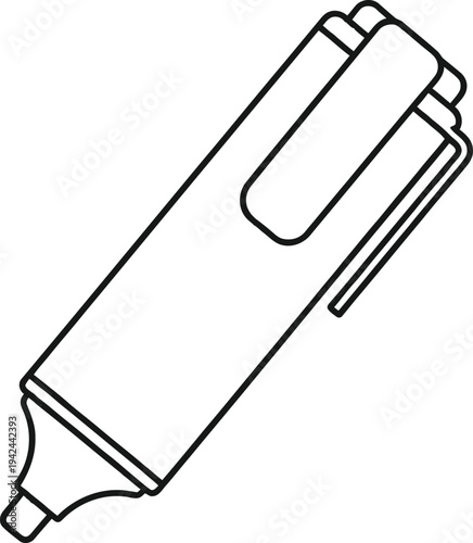 Line drawing of a highlighter marker pen with cap on transparent background  office supplies icon
