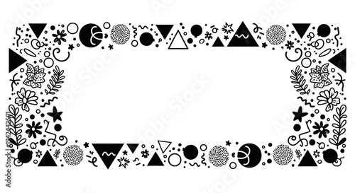 Geometric Shapes and Symbols Border Design.