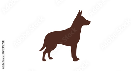 Brown dog silhouette standing on clean white background
