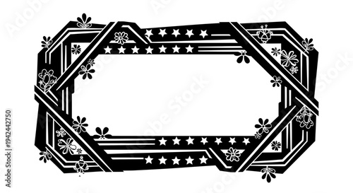 Ornate Black and White Decorative Frame.