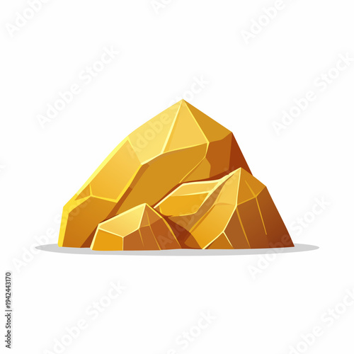 Cartoon golden nuggets or crystals on white background