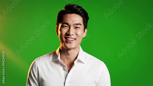 Wallpaper Mural Green Screen man studio and laughing for portrait with space product placement happiness face of asian male model person a smile advertising on background or chroma key scene 2 distortion, overlay Torontodigital.ca