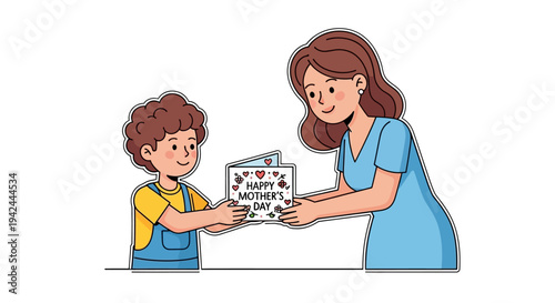 Child and Mother Exchanging a Picture.